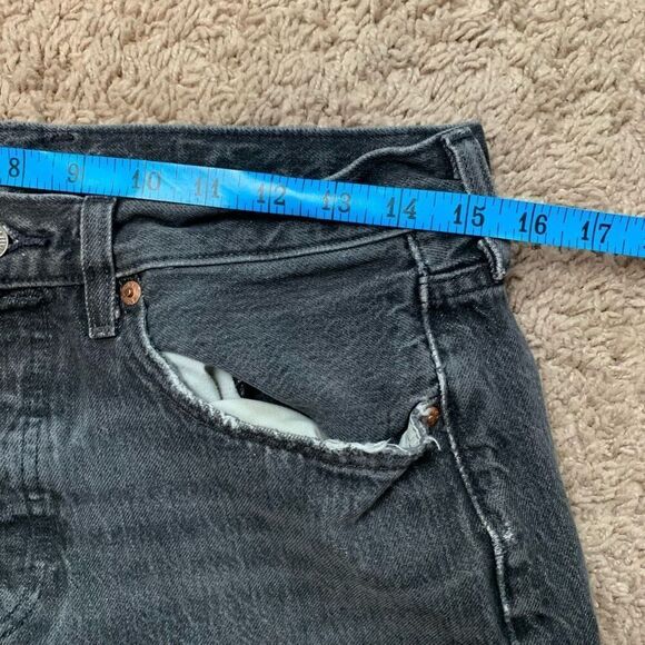 Levi’s 501 Straight Leg Distressed Denim Jeans 31x30 Grey Distressed - Picture 6 of 8